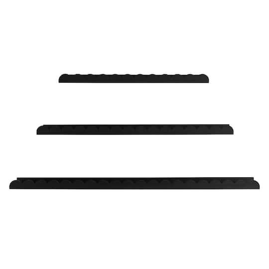 American Art Decor Matte Black Scallop Wood Floating Wall Shelf Set